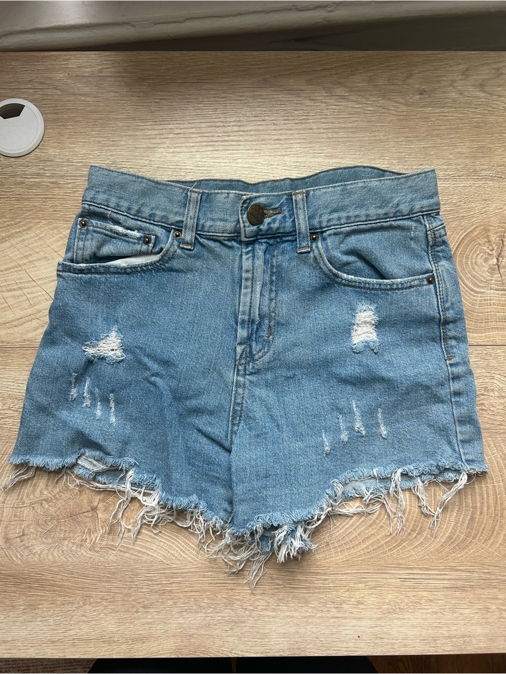 BDG Light Wash Distressed Denim Shorts